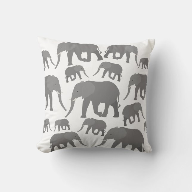Elephant Design Throw Pillow (Front)