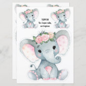 Elephant Diaper Cake Topper, Centrepiece decor Invitation (Front/Back)