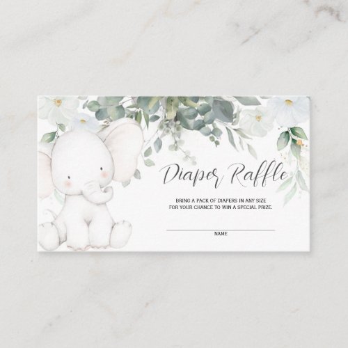 Elephant  Diaper Raffle Card