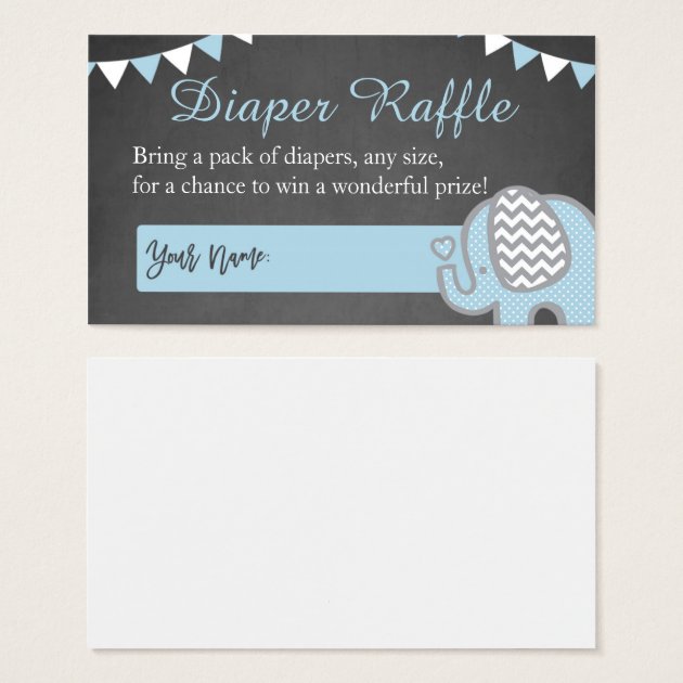 Elephant Diaper Raffle Invitations For A Boy