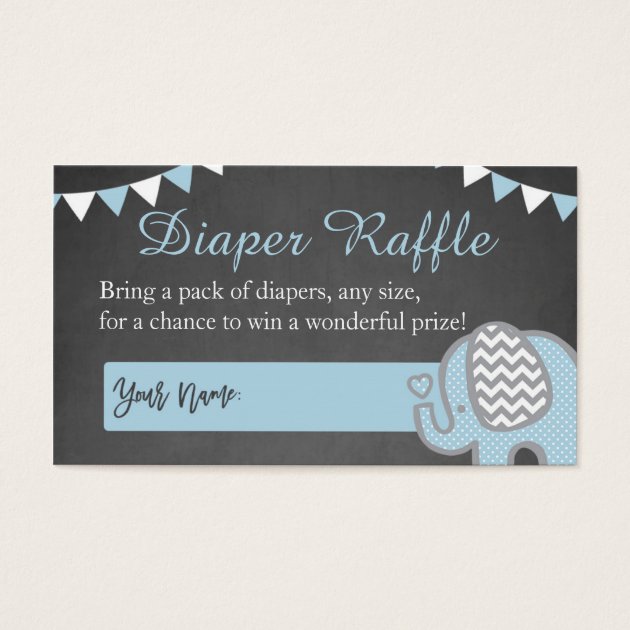 Elephant Diaper Raffle Invitations For A Boy
