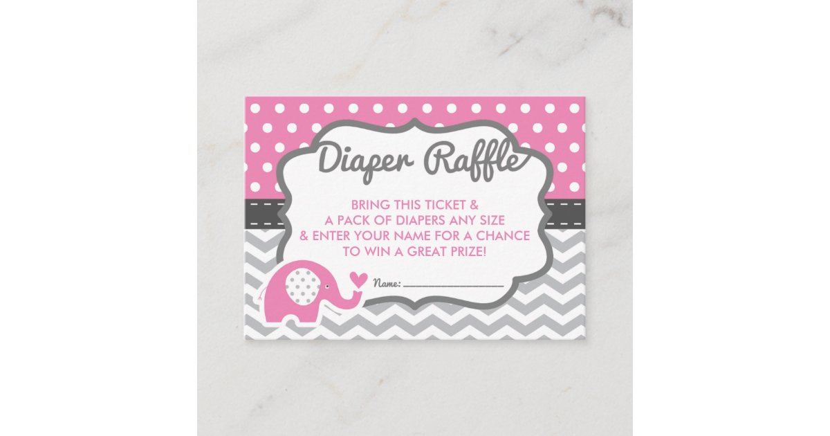 Elephant Diaper Raffle Ticket, EDITABLE COLOR Enclosure Card | Zazzle