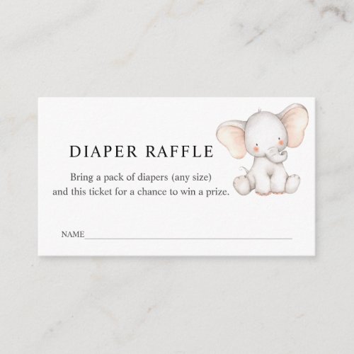  Elephant Diaper Raffle Ticket for Baby Shower Enclosure Card