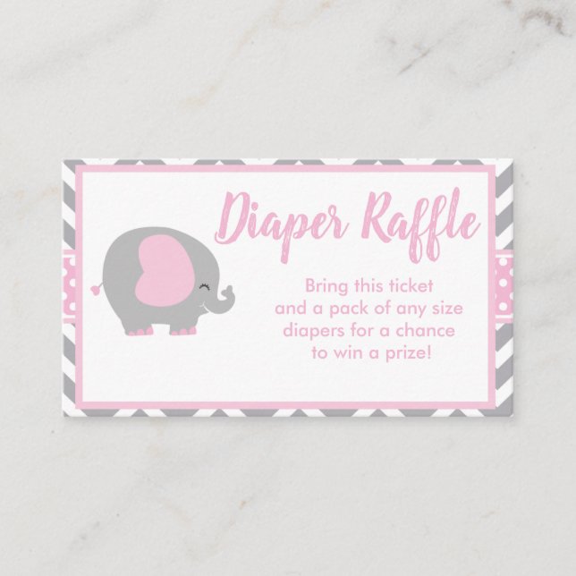 Elephant Diaper Raffle Ticket for Baby Shower Enclosure Card (Front)
