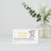 Elephant Diaper Raffle Ticket Yellow Baby Shower Enclosure Card (Standing Front)
