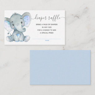 Elephant Diaper Raffle Tickets Baby Shower Boys Enclosure Card