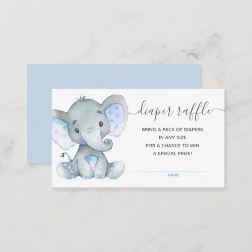 Elephant Diaper Raffle Tickets Baby Shower Boys Enclosure Card
