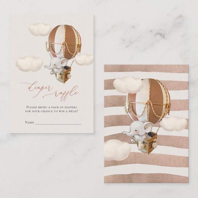 Elephant Diaper Raffle Tickets Enclosure Card (Front/Back)