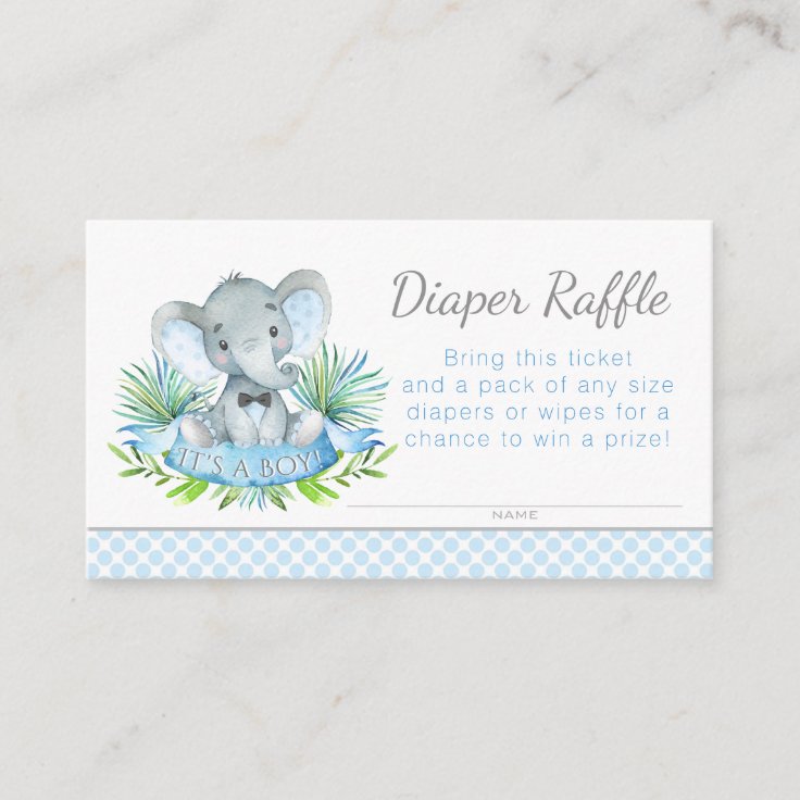 Elephant Diaper Raffle Tickets Enclosure Card | Zazzle