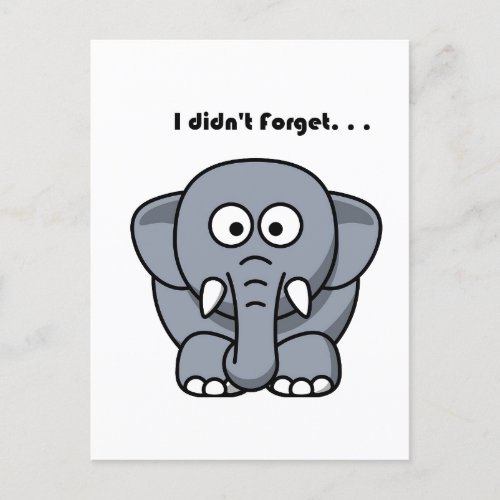 Elephant Didnât Forget Funny Joke Cartoon Postcard