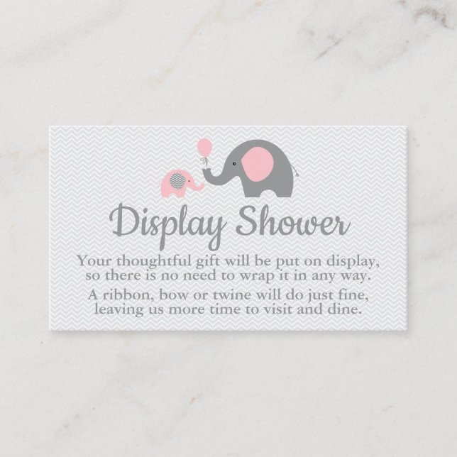 Elephant Display Shower Inserts in Pink and Gray (Front)
