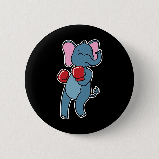 Elephant Does Boxing  Button (Front)
