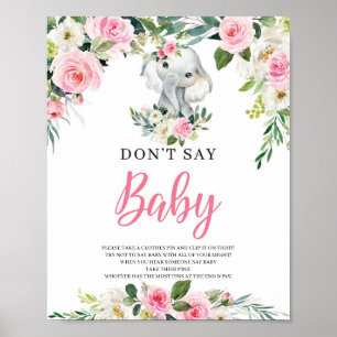 Elephant don't say baby game sign blush pink boho