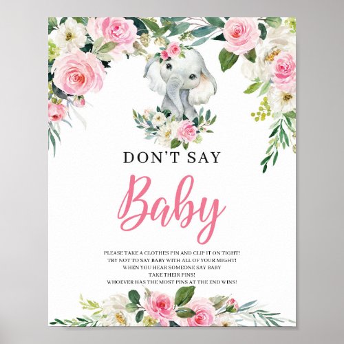 Elephant dont say baby game sign blush pink boho