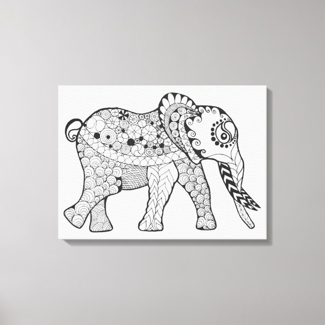 Elephant Doodle 6 Canvas Print (Front)