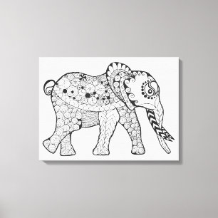Elephant Doodle 6 Canvas Print