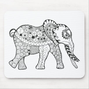 Elephant Doodle Mouse Pad