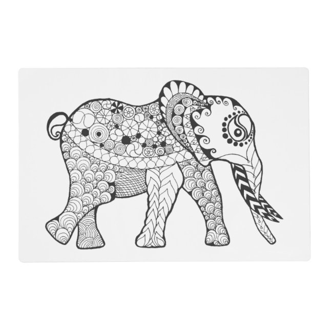 Elephant Doodle Placemat (Front)