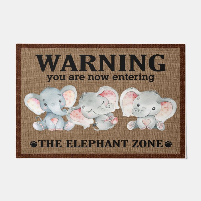 Elephant Doormat, Elephant Lovers Welcome Mat Gift (Front)