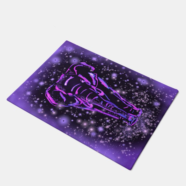 Elephant Doormat In Puirple Pink Starry Night (Angled)