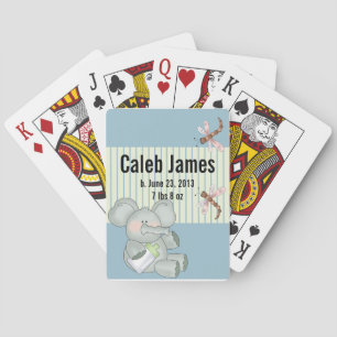 Elephant Dragonfly Blue Stripe Baby Poker Cards