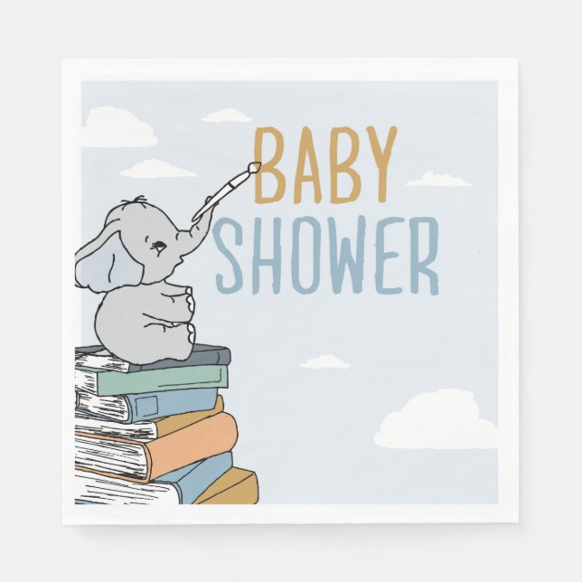 Elephant Draw Something Baby Shower Elephant Cute  Napkins (Front)