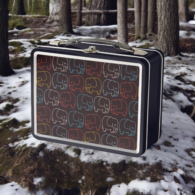 Elephant Drawing Metal Lunch Box (Lunchbox )