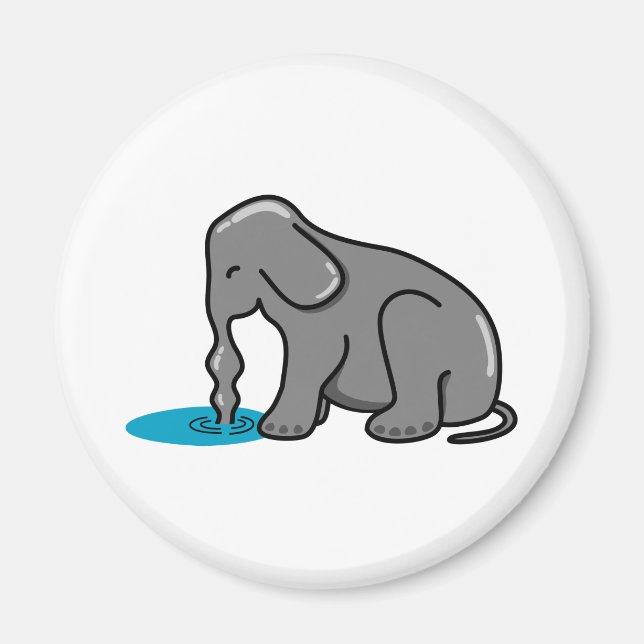 Elephant Drinking (Grey) Magnet (Front)