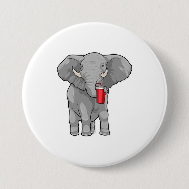 Elephant Drinking mug Button (Front)