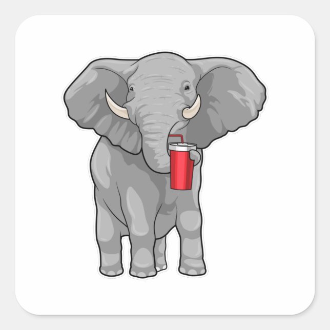 Elephant Drinking mug Square Sticker (Front)