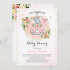 Elephant Drive By Baby Shower Invitation Pink