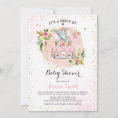 Elephant Drive By Baby Shower Invitation Pink (Front)