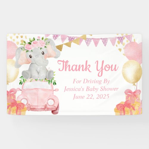 Elephant Drive By Baby Shower Welcome Sign Banner