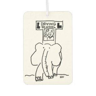 Elephant Driving School cartoon Air Freshener