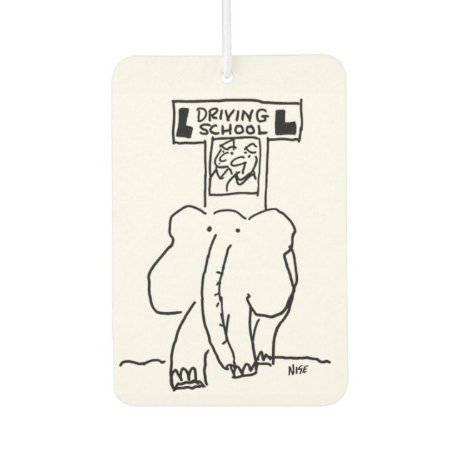 Elephant Driving School cartoon Air Freshener (Front)
