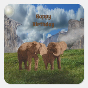 Elephant Duo Oil Paint, Birthday Stickers