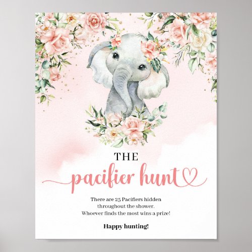 Elephant dusty blue floral The Pacifier Hunt game Poster
