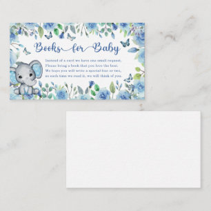 Elephant Dusty Blue Rose Baby Shower Books F Baby Enclosure Card