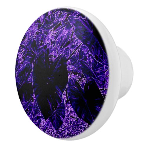 Elephant Ear Leaves in Deepest Purple Ceramic Knob