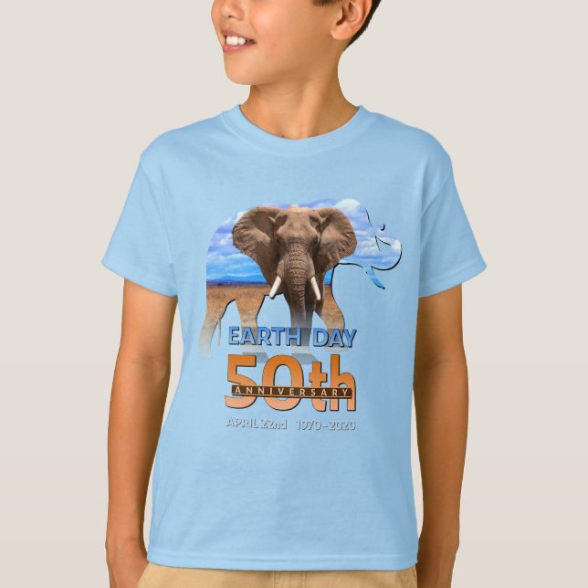 Elephant Earth Day 50th Anniversary Gift T-Shirt (Front)