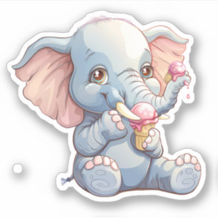 Elephant Eating Ice Cream Sticker