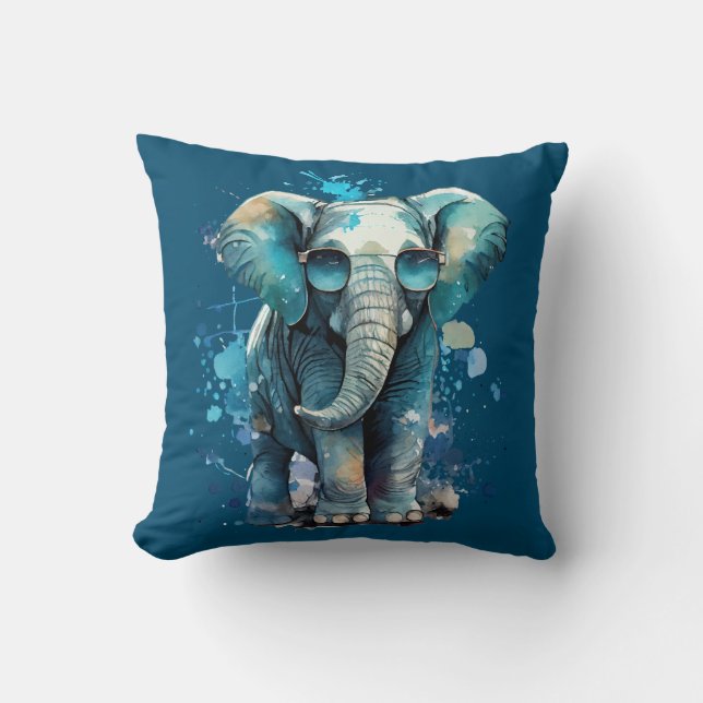 Elephant Elegance Throw Pillow (Front)