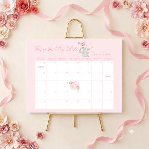 Elephant Elegant Guess the Due Date Baby Shower Foam Board
