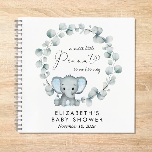 Elephant Eucalyptus Baby Boy Shower Notebook