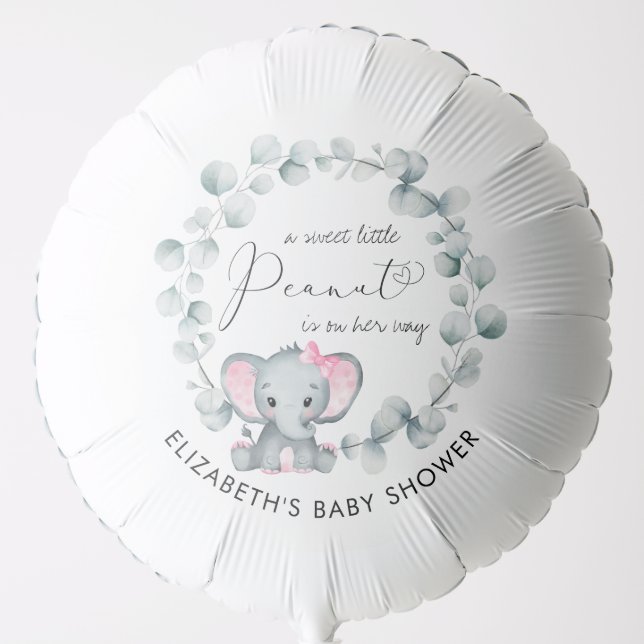 Elephant Eucalyptus Baby Girl Shower Balloon (Front)