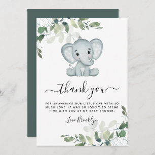 Elephant Eucalyptus Baby Shower Thank You Card