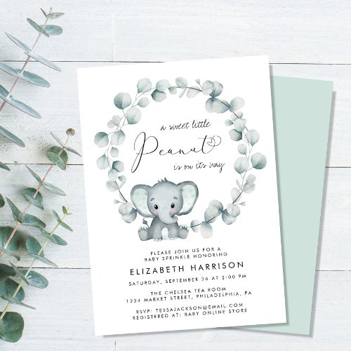 Elephant Eucalyptus Baby Sprinkle Invitation