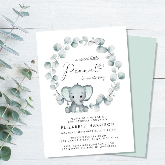 Elephant Eucalyptus Baby Sprinkle Invitation (Creator Uploaded)