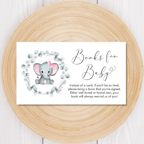 Elephant Eucalyptus Books For Baby Girl Shower Enclosure Card