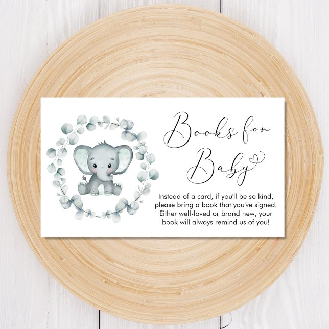 Elephant Eucalyptus Books For Baby Shower Enclosure Card (Creator Uploaded)